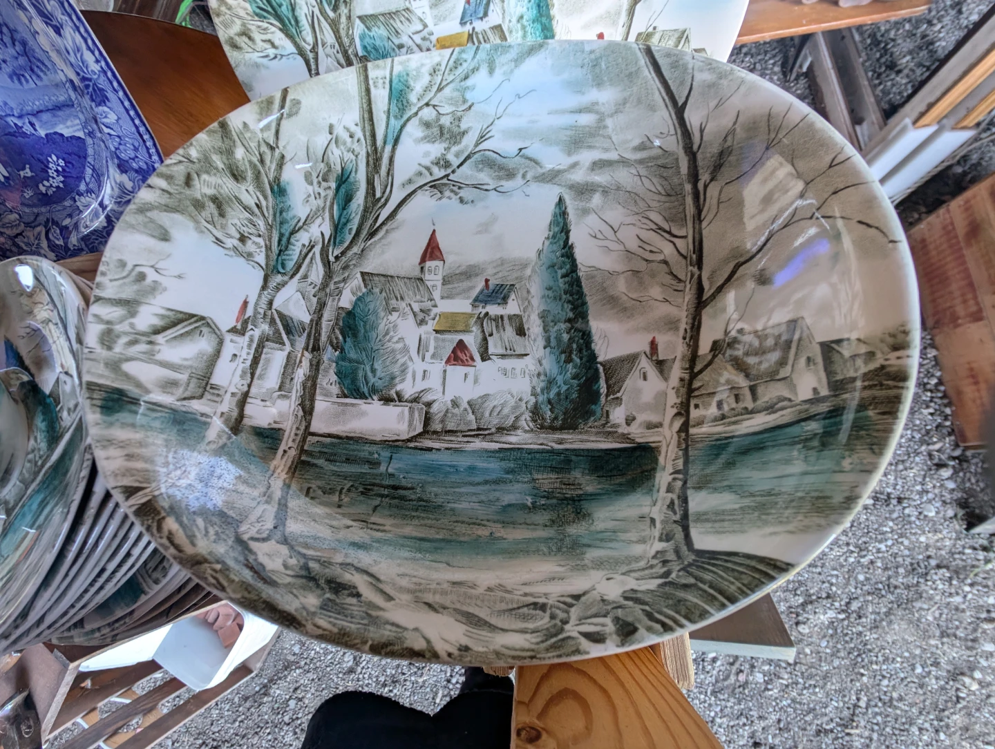 Vintage Village Scene China Set - 6 Cups & 6 Saucers - photo 2