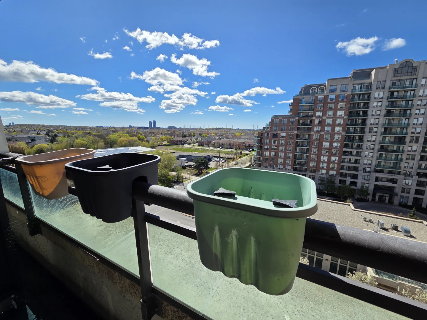 3 Balcony Planters - Green, Black, and Tan and soil - photo 3