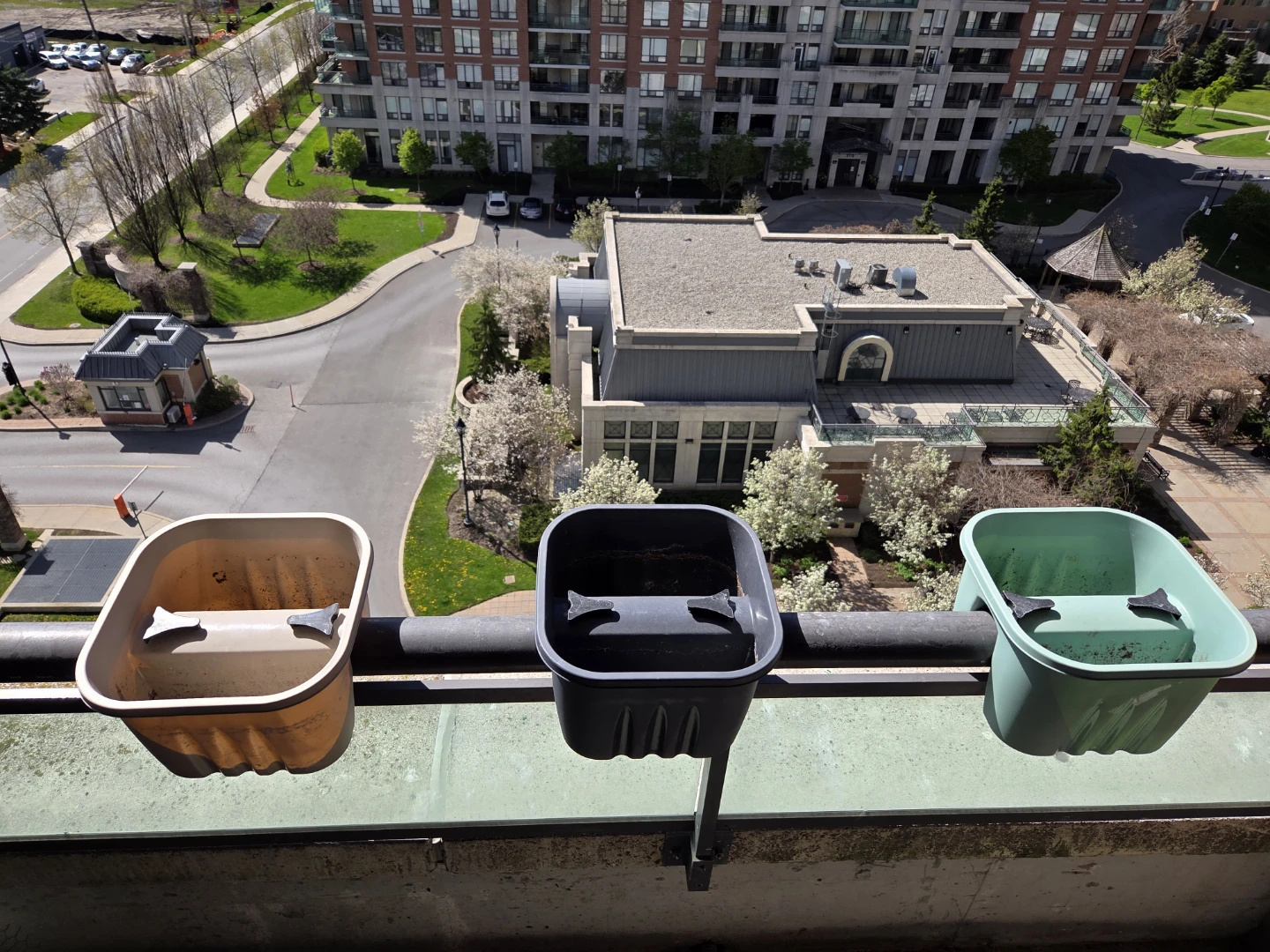 3 Balcony Planters - Green, Black, and Tan and soil - photo 5