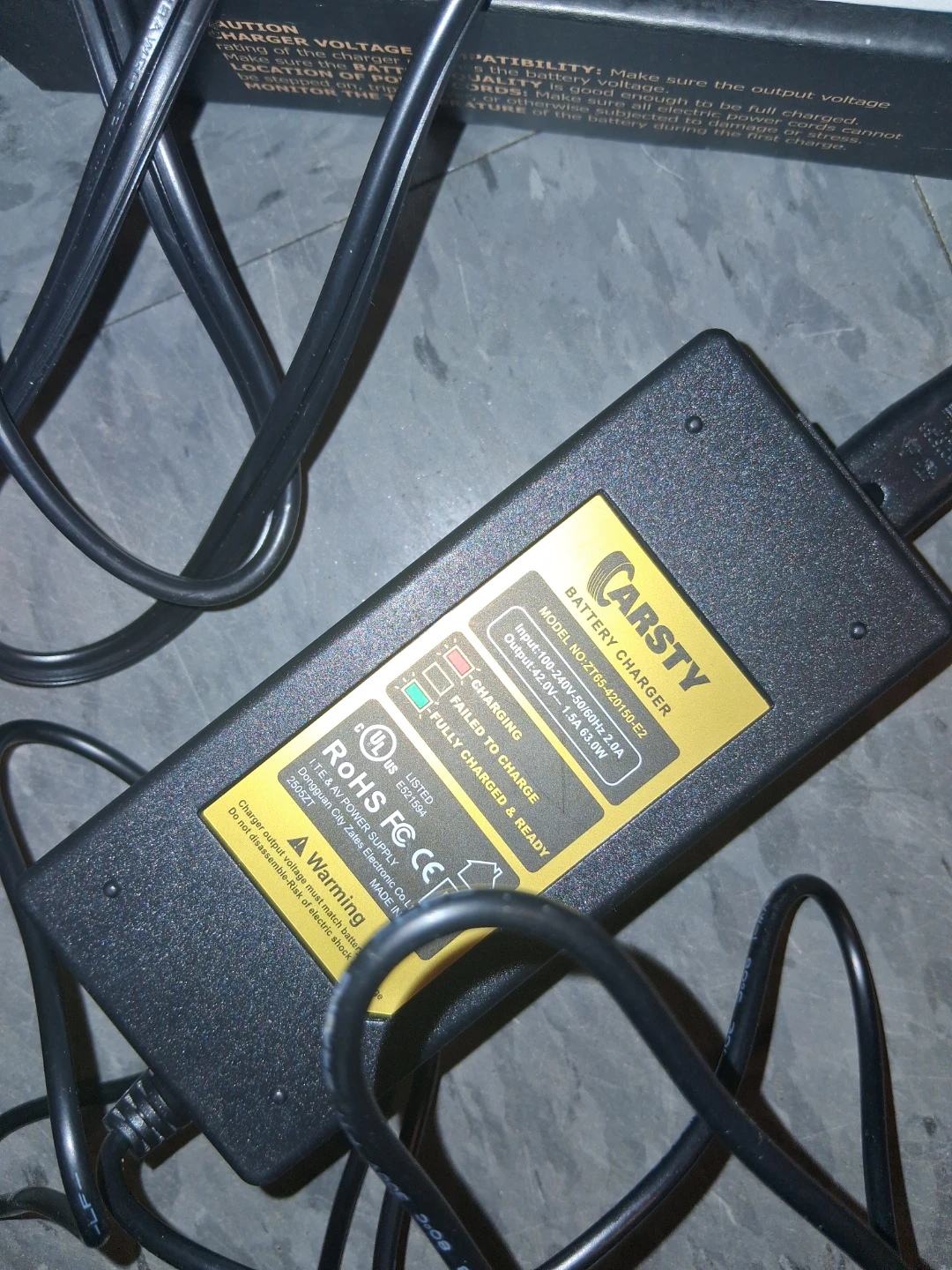 Carsty UL Certified 42V Electric Scooter Charger - photo 3