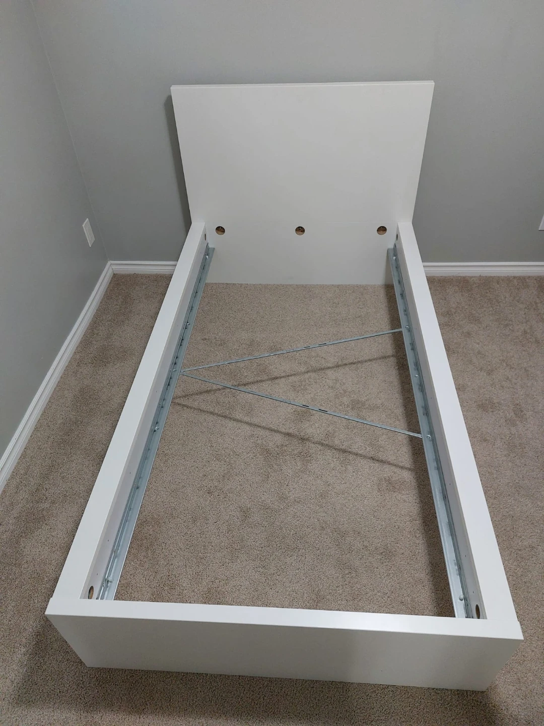 White Ikea Single Bed Frame with Headboard and mattress - photo 2