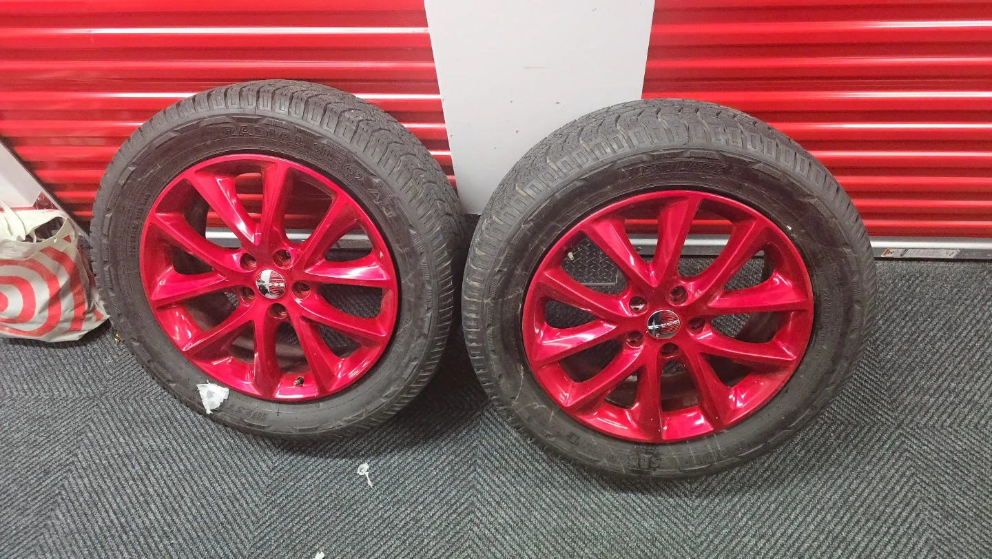 275/55R20 M+S Tires with Red Rims - photo 2