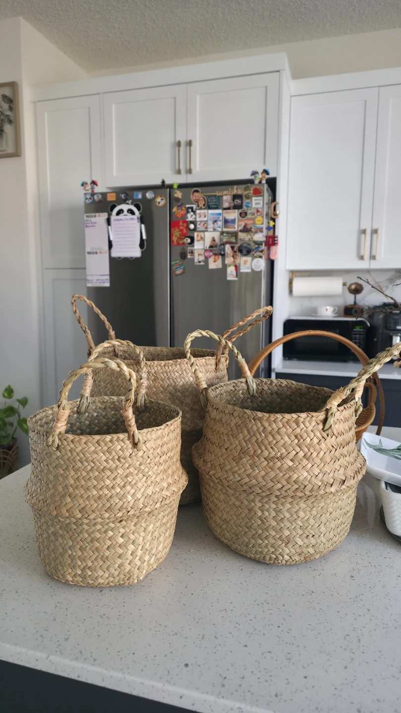 Plant Baskets Set of 3 Seagrass Woven Belly Baskets - photo 4