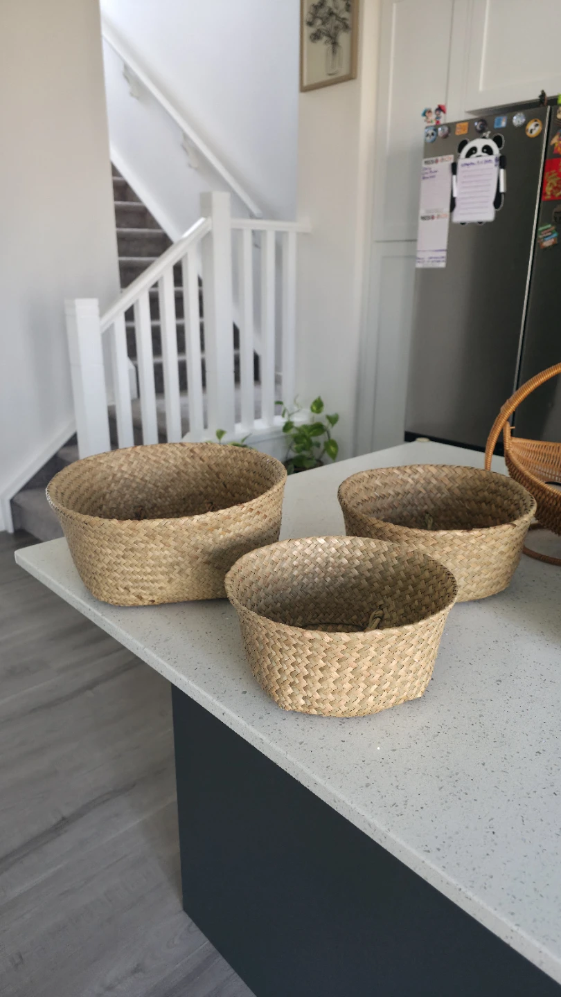 Plant Baskets Set of 3 Seagrass Woven Belly Baskets - photo 5