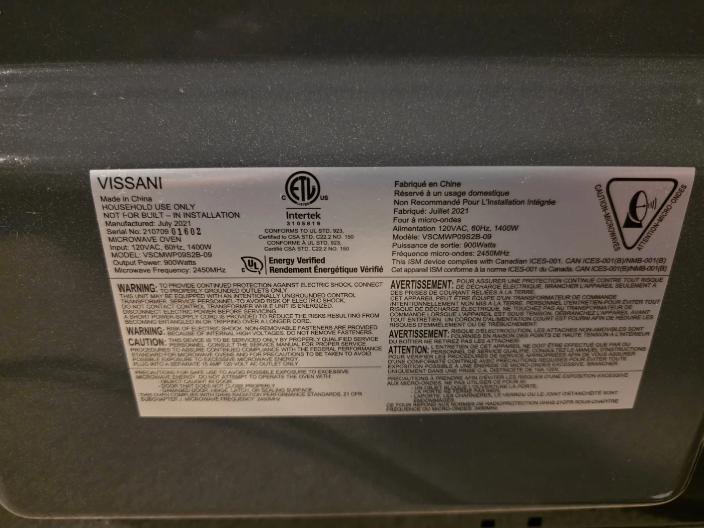 Vissani Microwave - photo 4