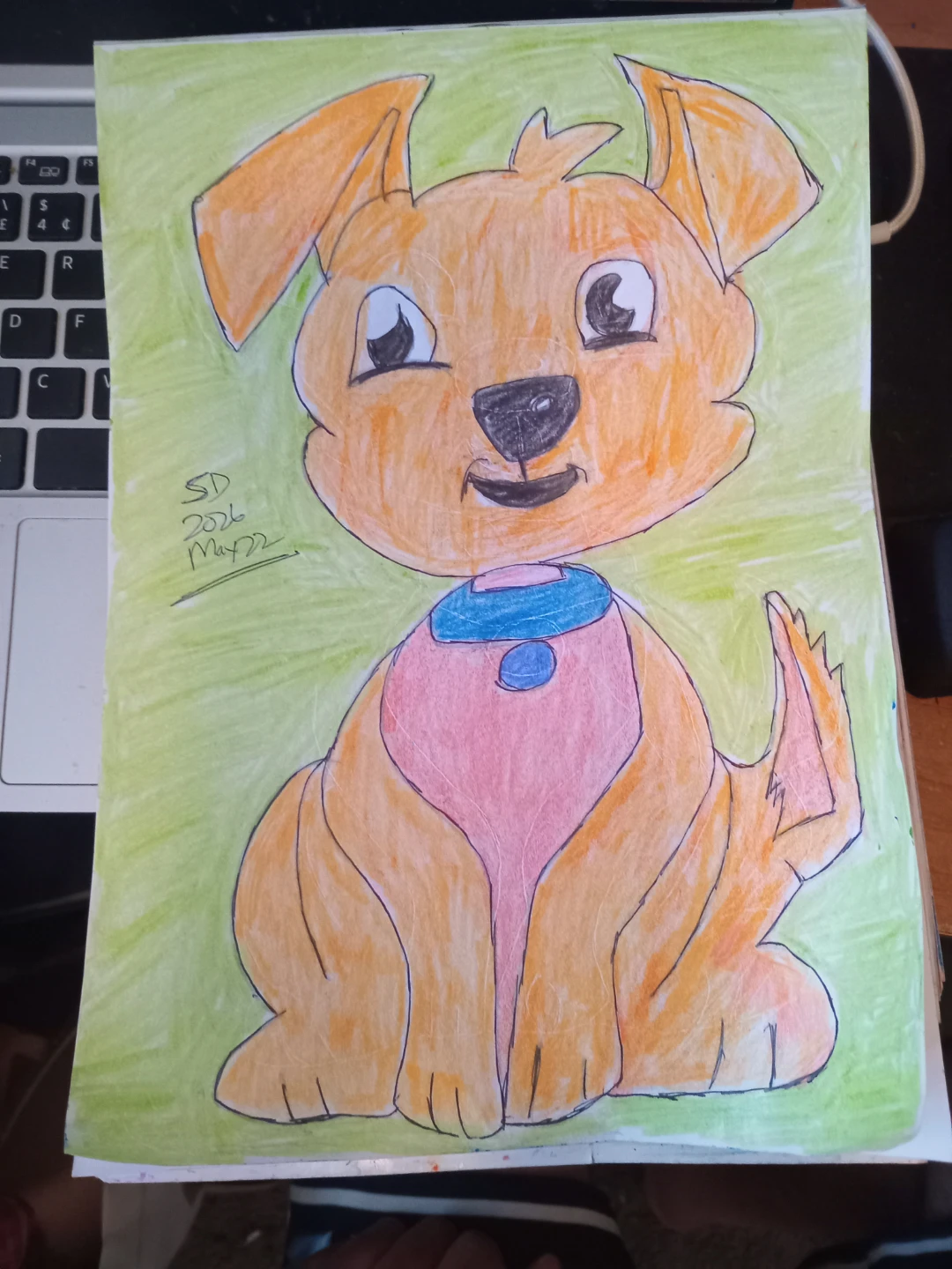 Orange Dog with Green Background by Custom Artist Sherwin - photo 2