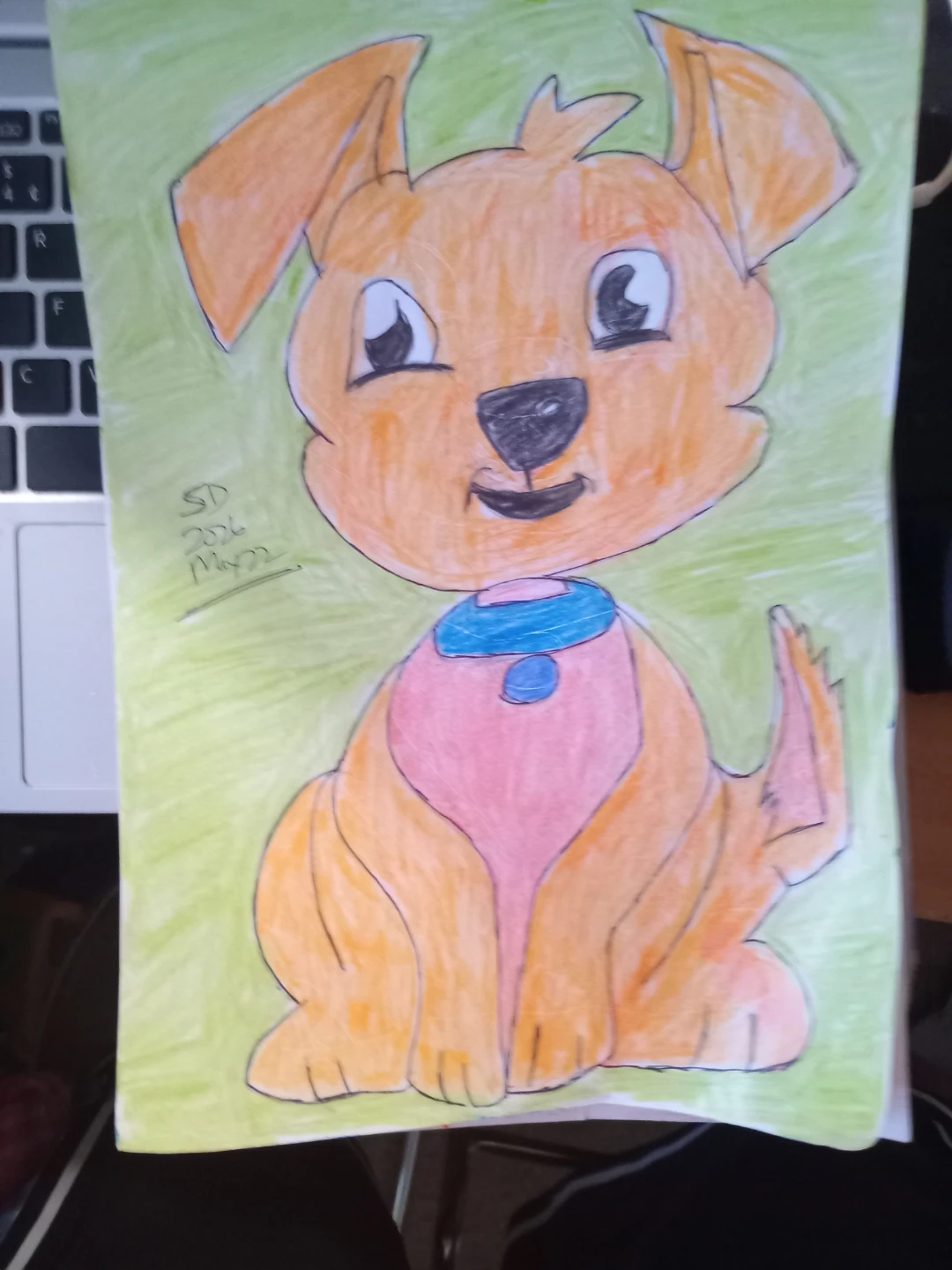 Orange Dog with Green Background by Custom Artist Sherwin - photo 5