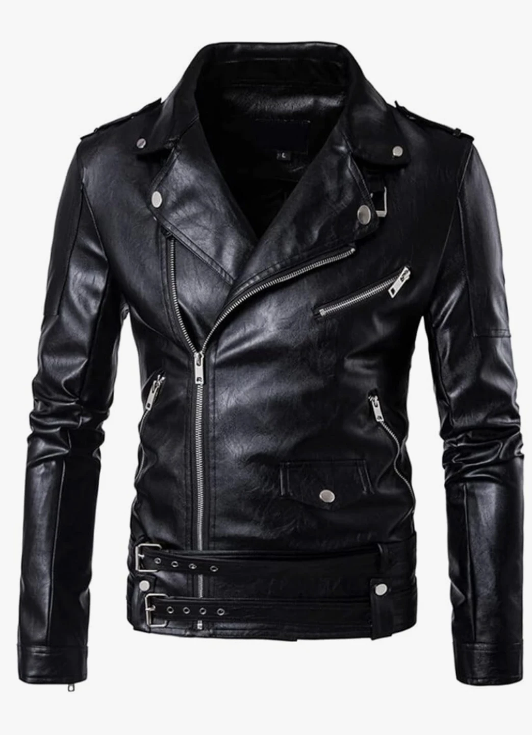 Men's Black Faux Leather  Jacket