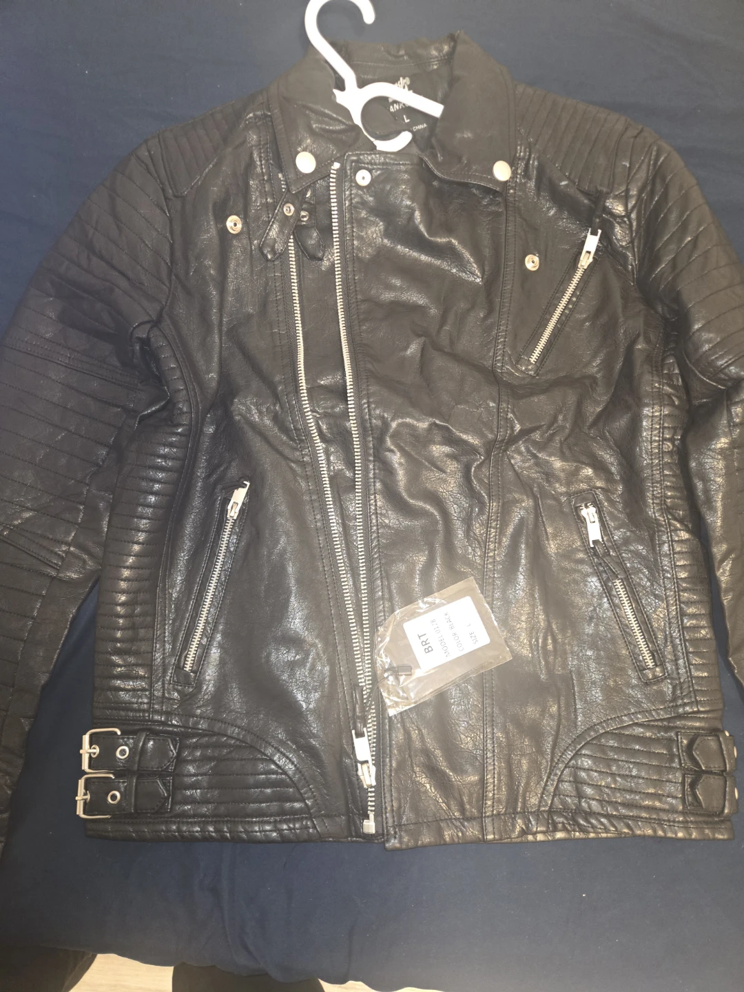 Men's Black Faux Leather  Jacket - photo 2
