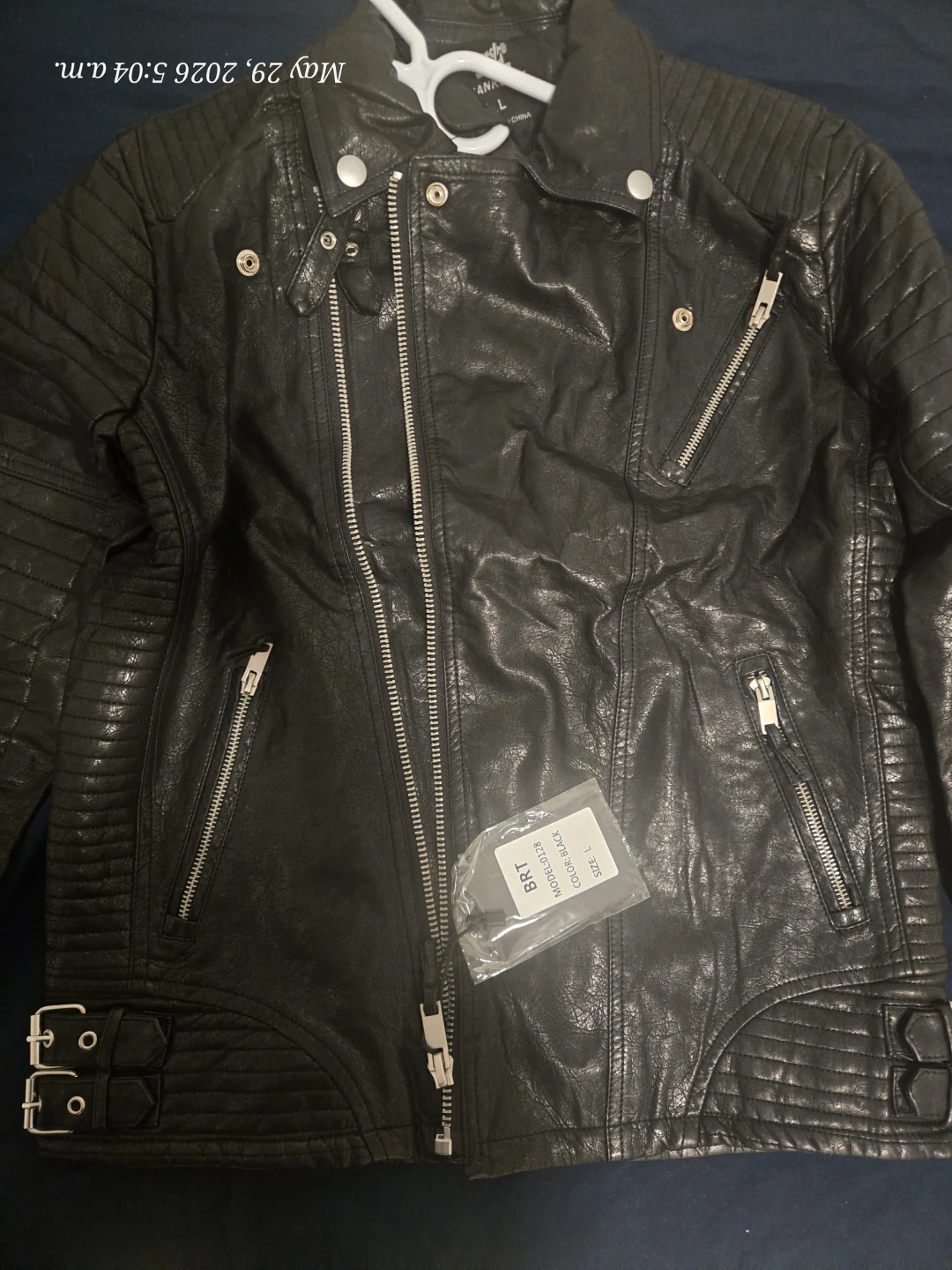 Men's Black Faux Leather  Jacket - photo 3