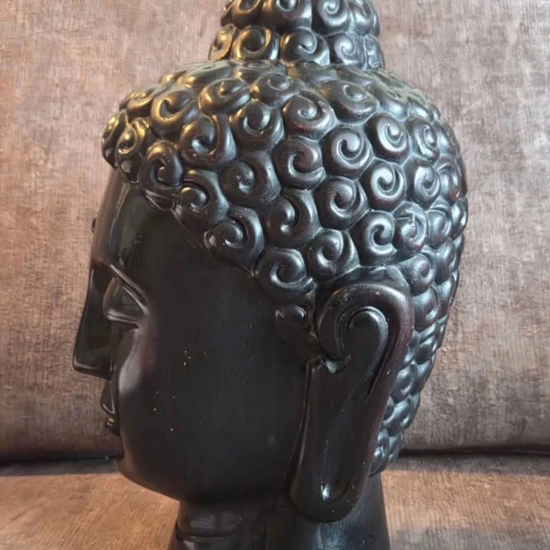Black Buddha Head Statue - photo 2