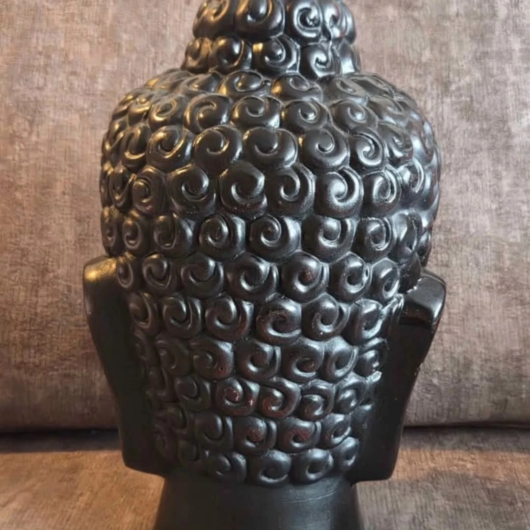 Black Buddha Head Statue - photo 3
