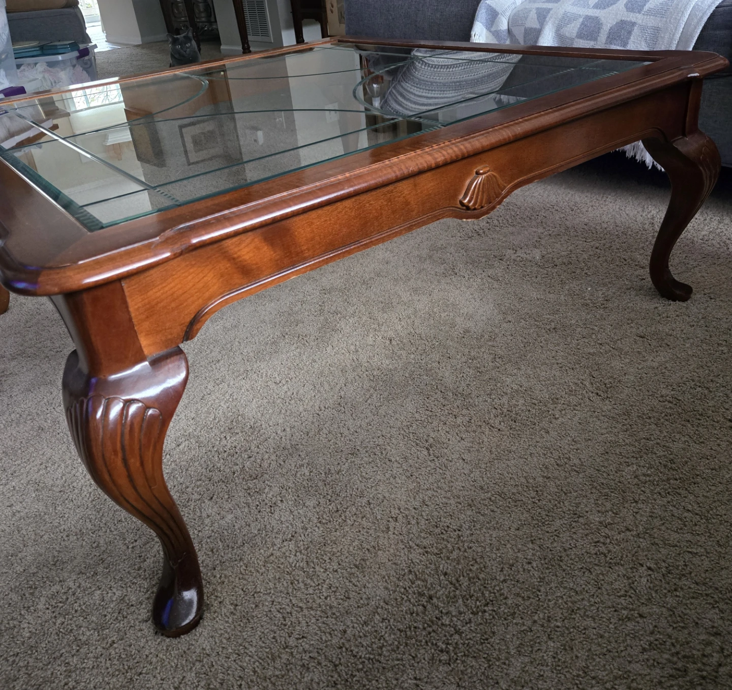 Vintage Wood and Glass Coffee Table