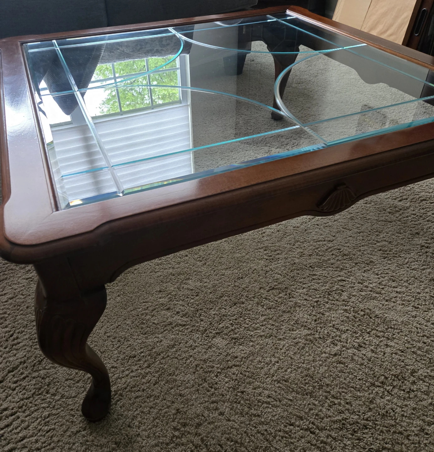 Vintage Wood and Glass Coffee Table - photo 2