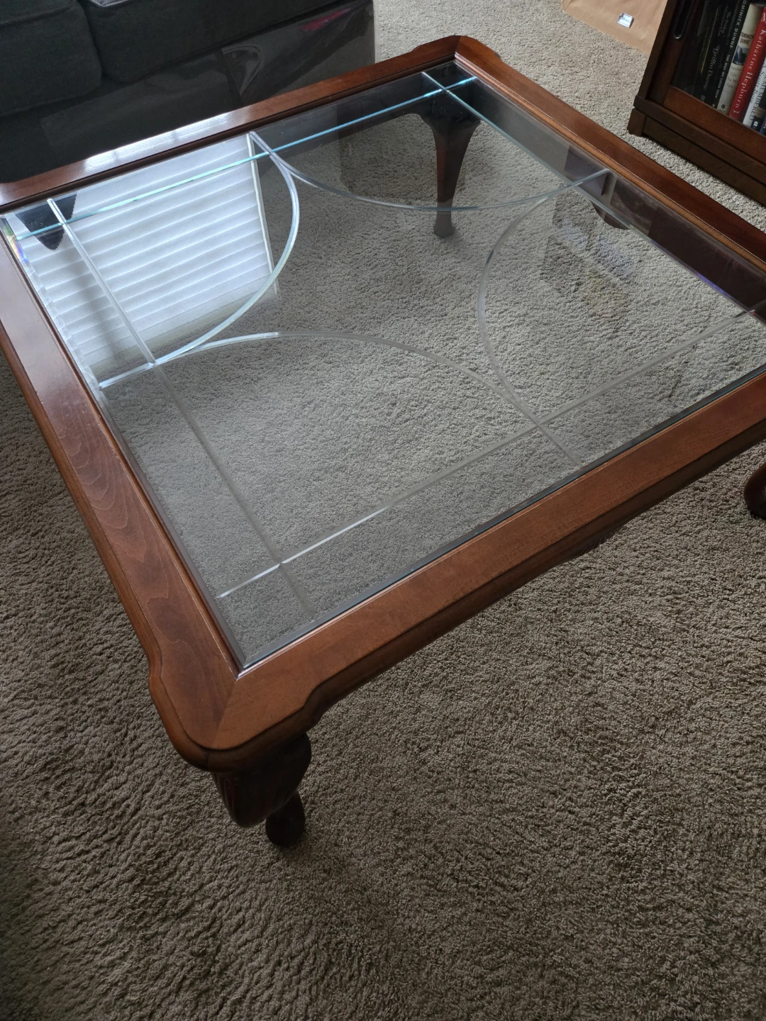 Vintage Wood and Glass Coffee Table - photo 4