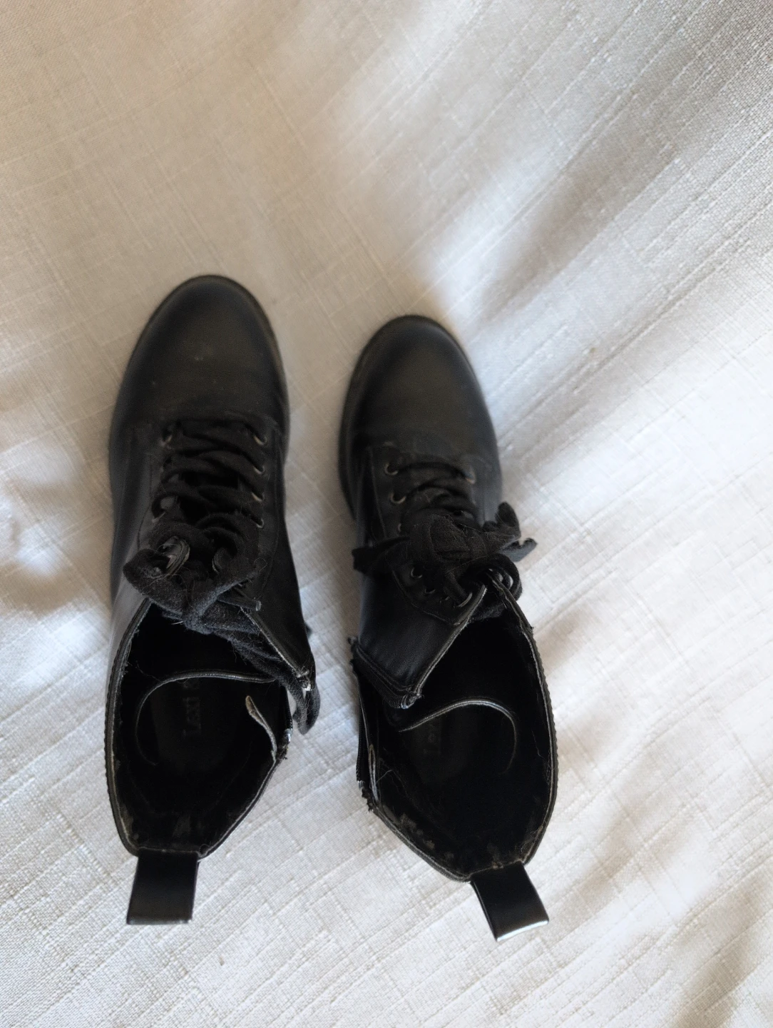 2x Black Faux Leather Combat Boots - photo 4