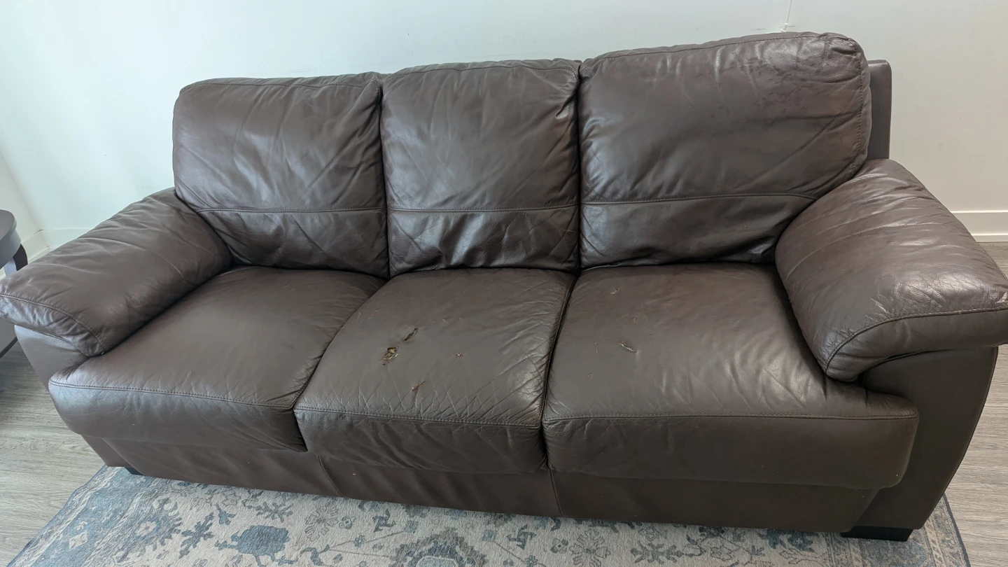 Brown Leather 3-Seater Sofa