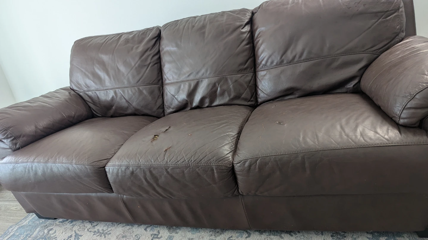 Brown Leather 3-Seater Sofa - photo 4