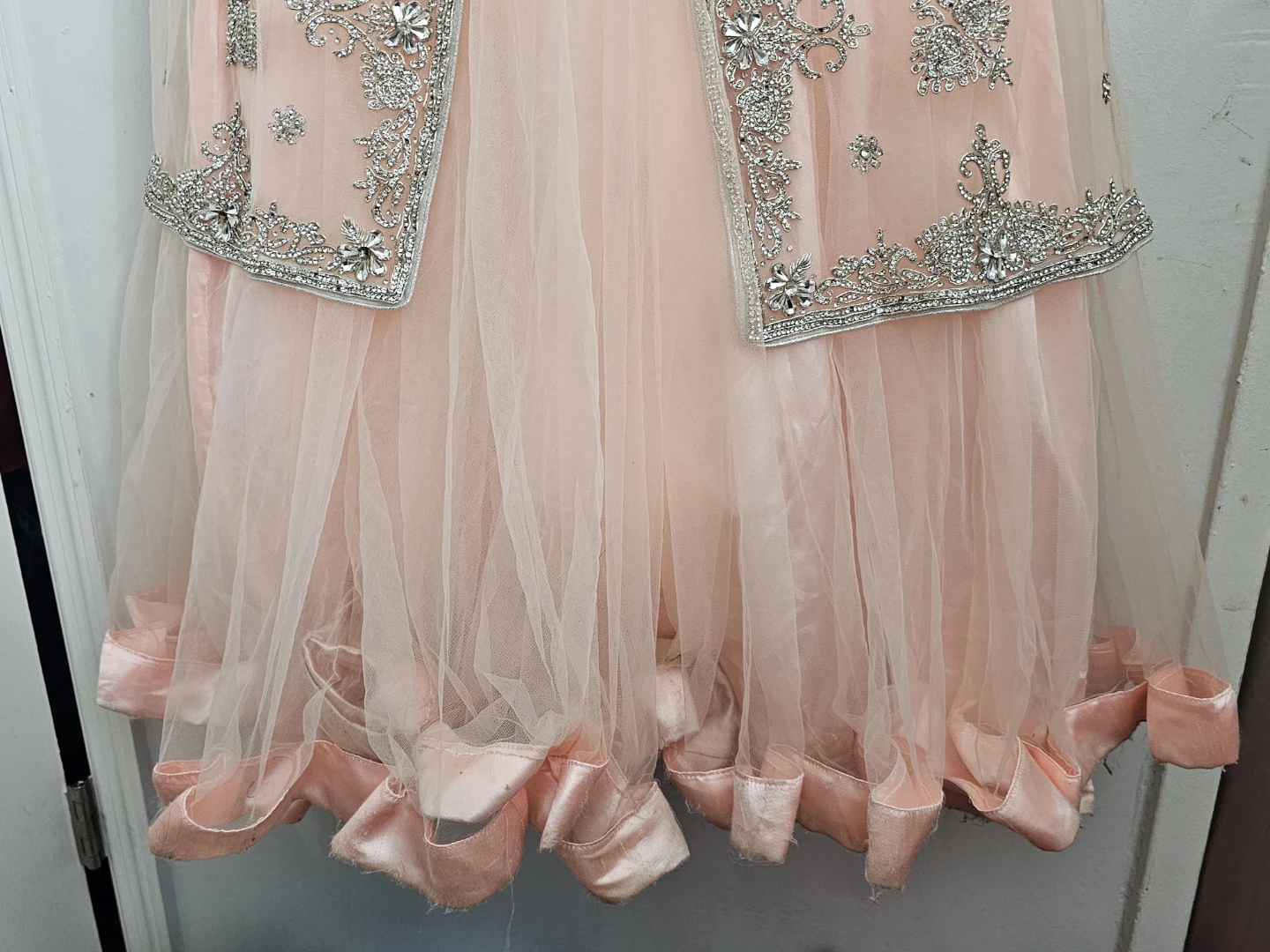 Pink Embellished Gown with Sheer Sleeves - photo 3