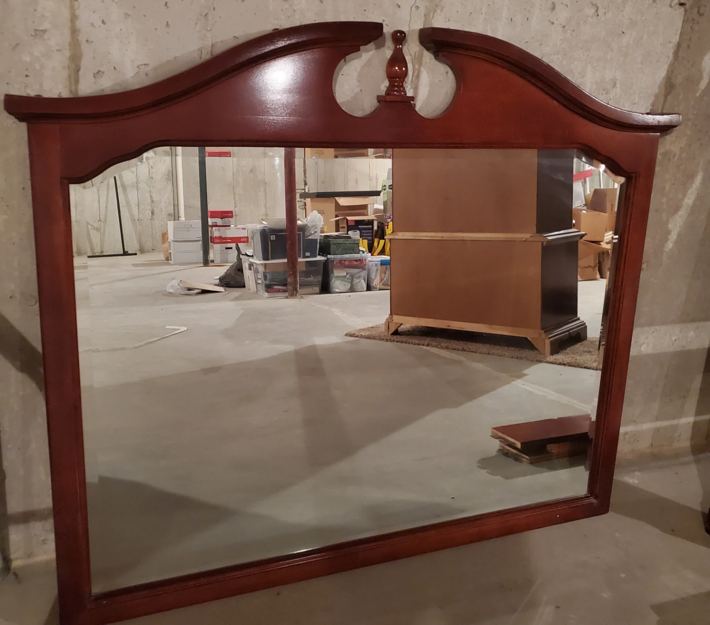 Cherry Wood Finish Bed Frame and Dresser Set - photo 3