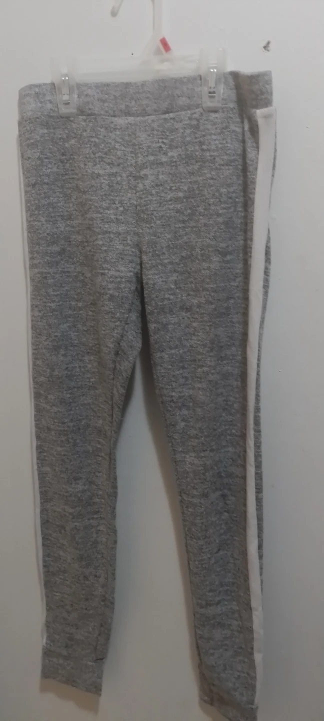 Grey Marled Jogger Pants with White Side Stripe - photo 2