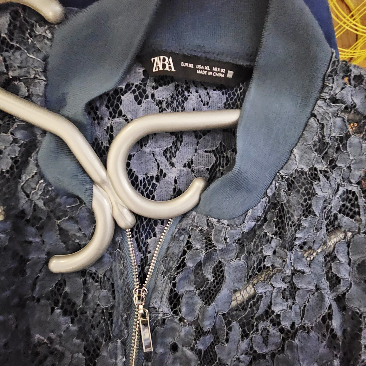 ZARA Blue Lace Bomber Jacket - Size XL - photo 2