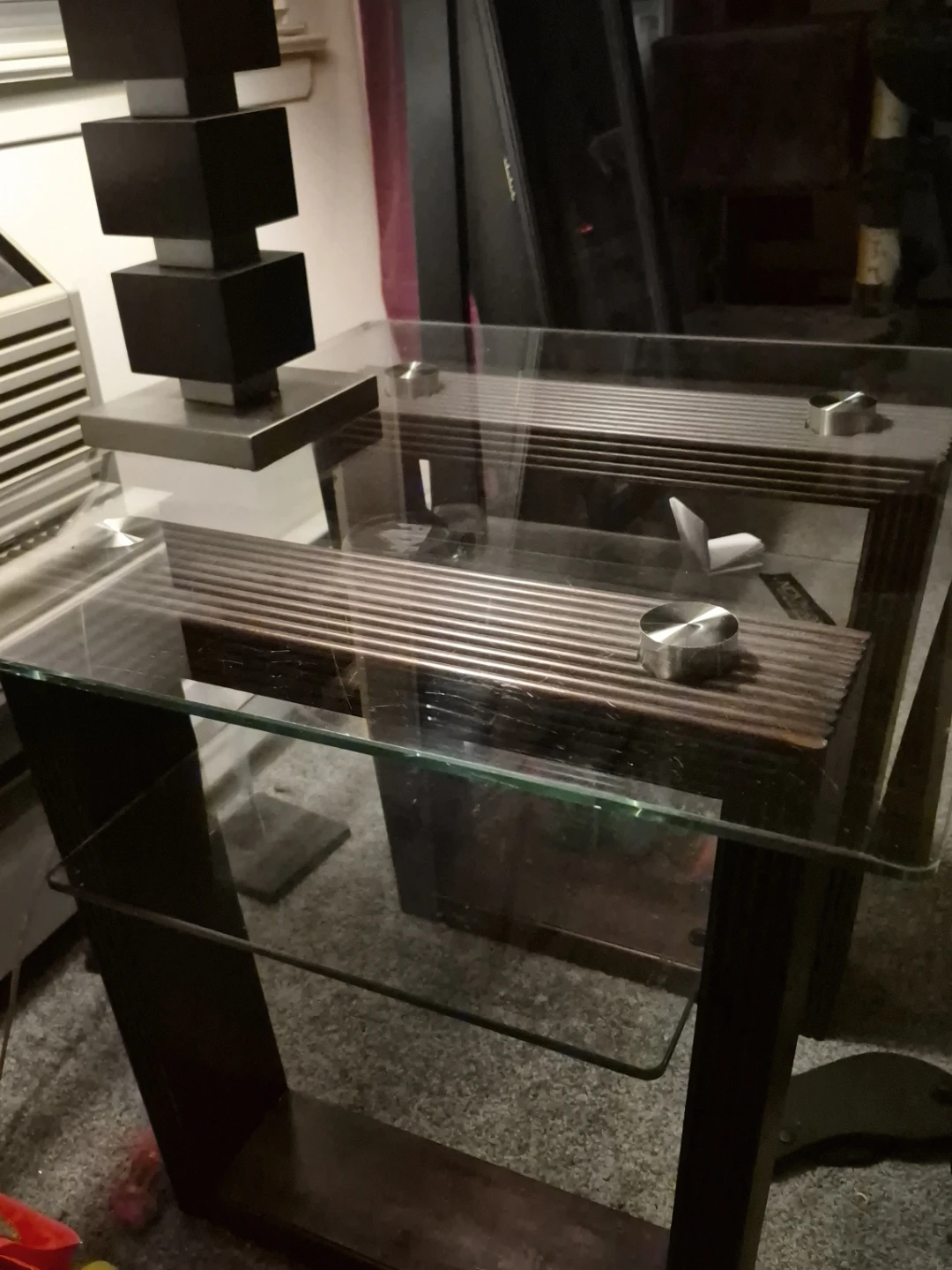 Modern Glass and Wood Side Table