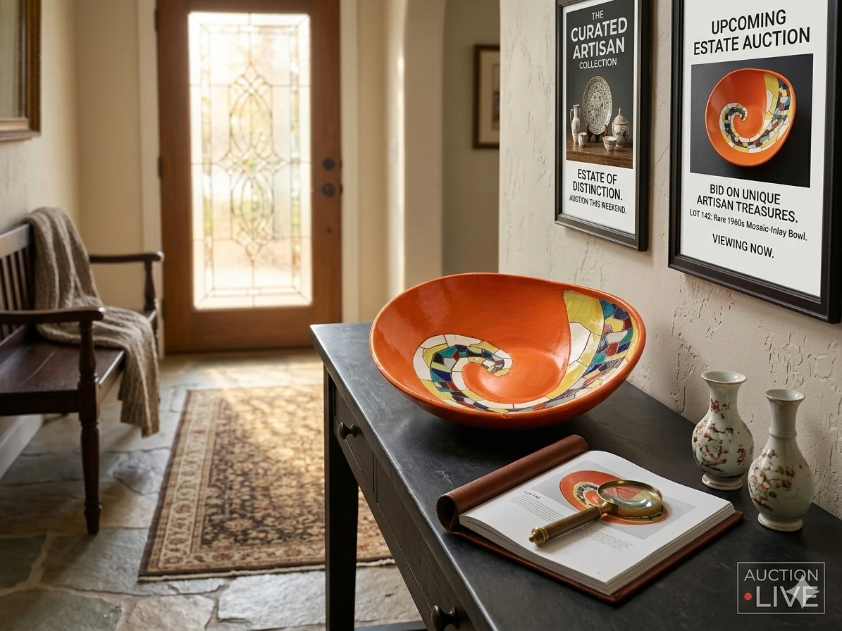 Rare Keramos Israel "Chameleon Tail" Mosaic Bowl - photo 2