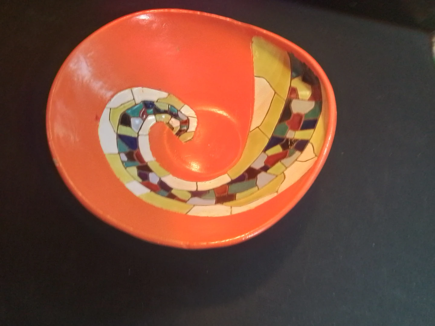 Rare Keramos Israel "Chameleon Tail" Mosaic Bowl - photo 4