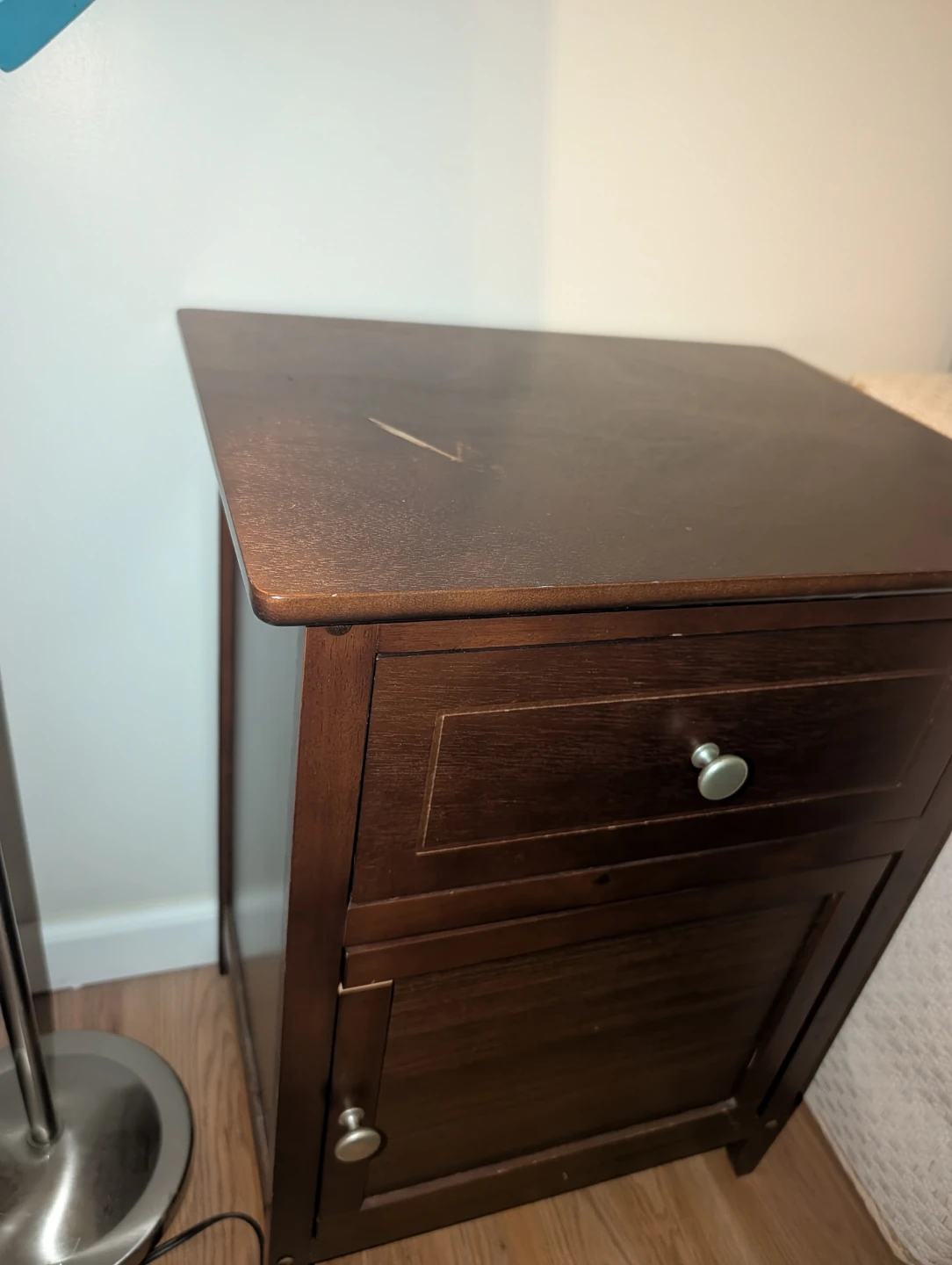Wooden Nightstand with Drawer and Cabinet - photo 2