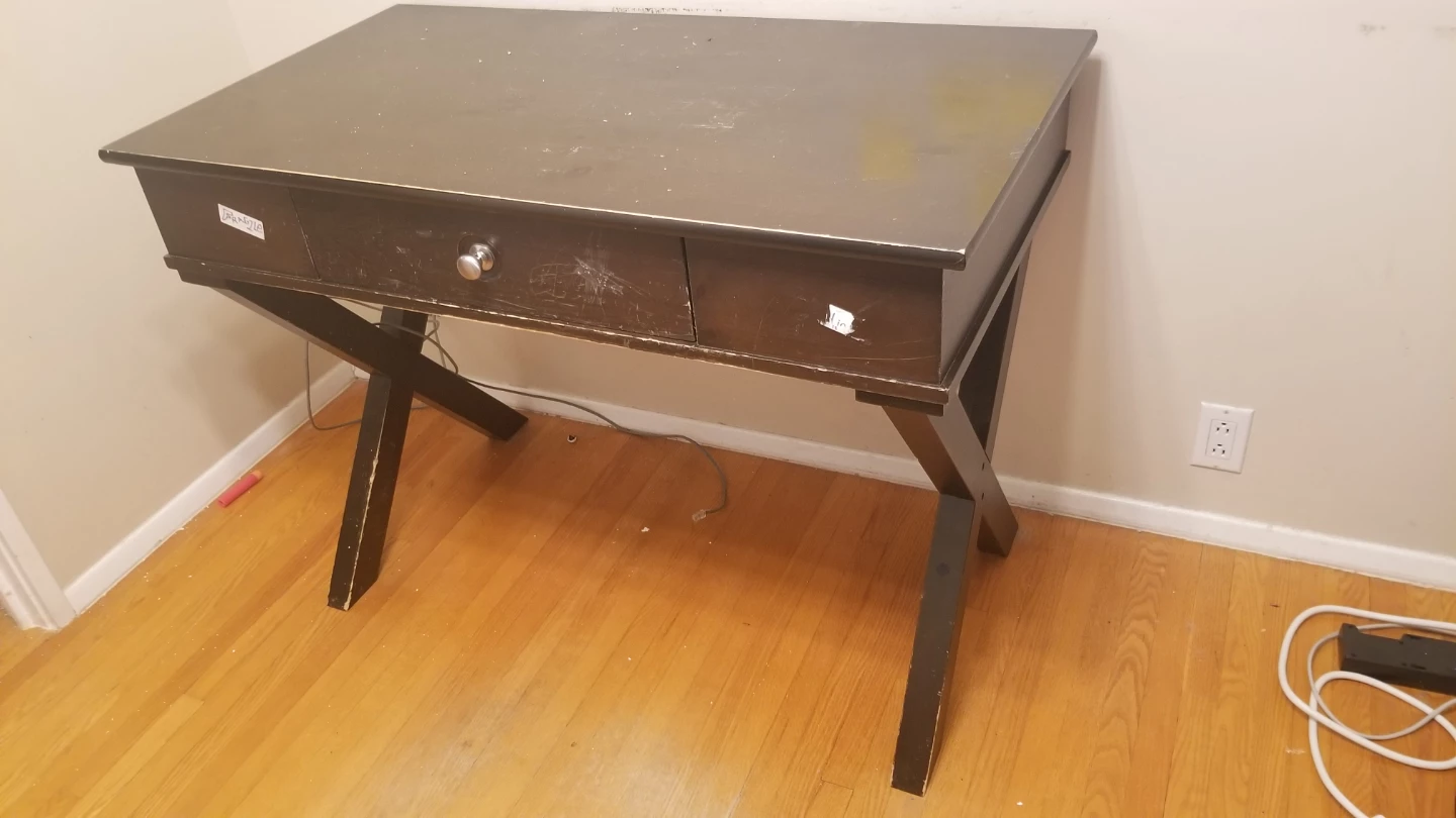 Dark Wood Desk with Drawer - photo 2
