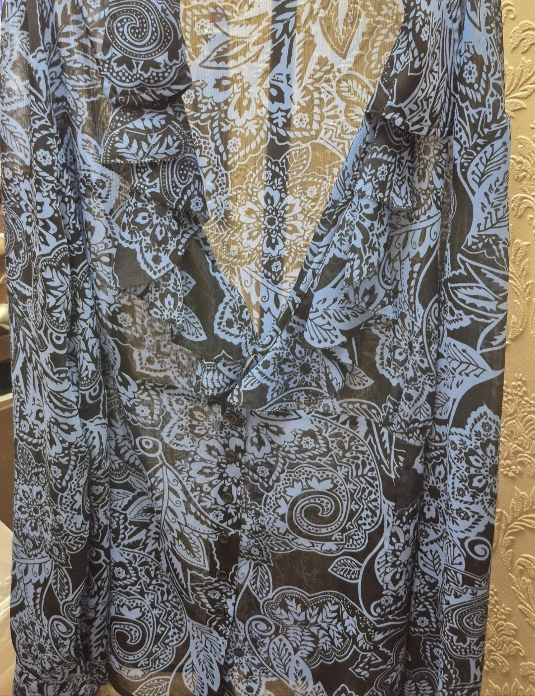 Ricki's Blue and Black Floral Sheer Blouse fit xl - photo 2