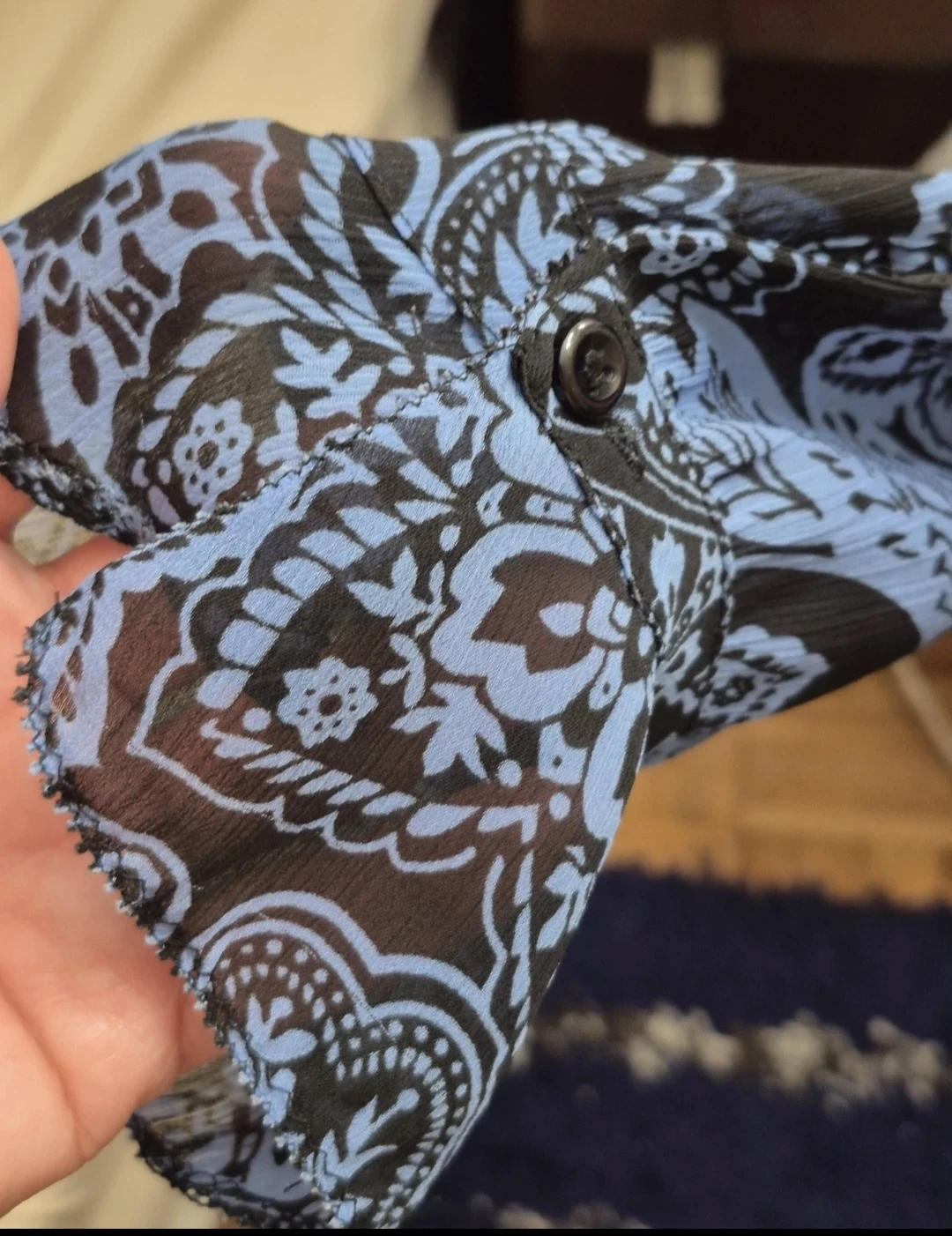 Ricki's Blue and Black Floral Sheer Blouse fit xl - photo 5