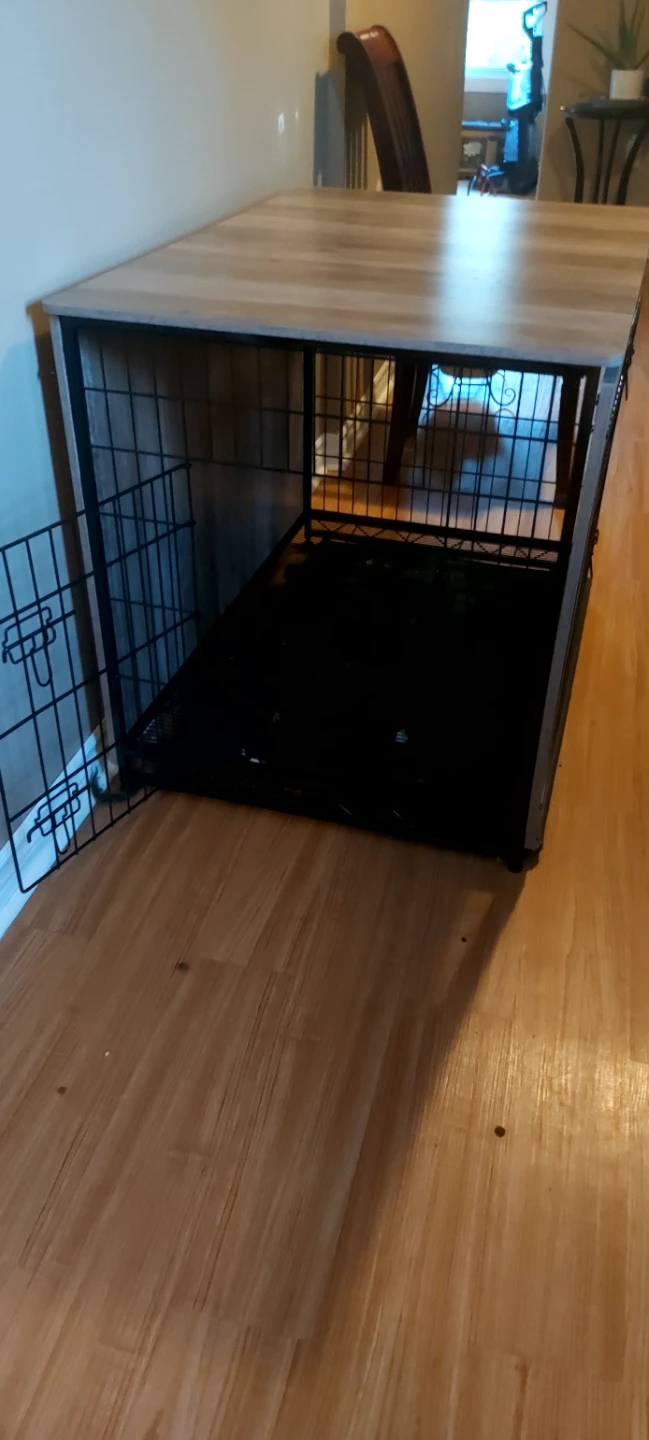 Dog Crate with Wood Top