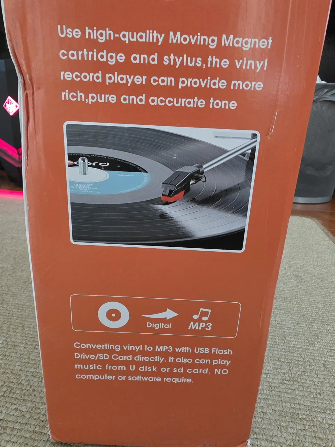 DigitNow! Bluetooth Record Player w Stereo Speakers & Cassette