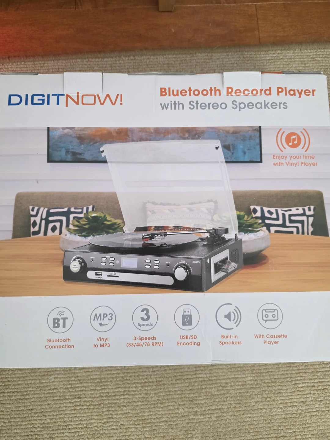 DigitNow! Bluetooth Record Player w Stereo Speakers & Cassette - photo 5