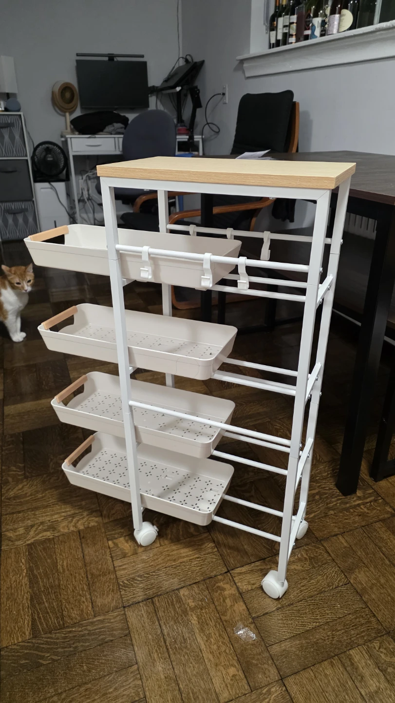 Rolling 4-Tier Storage Cart with Wood Top - photo 5