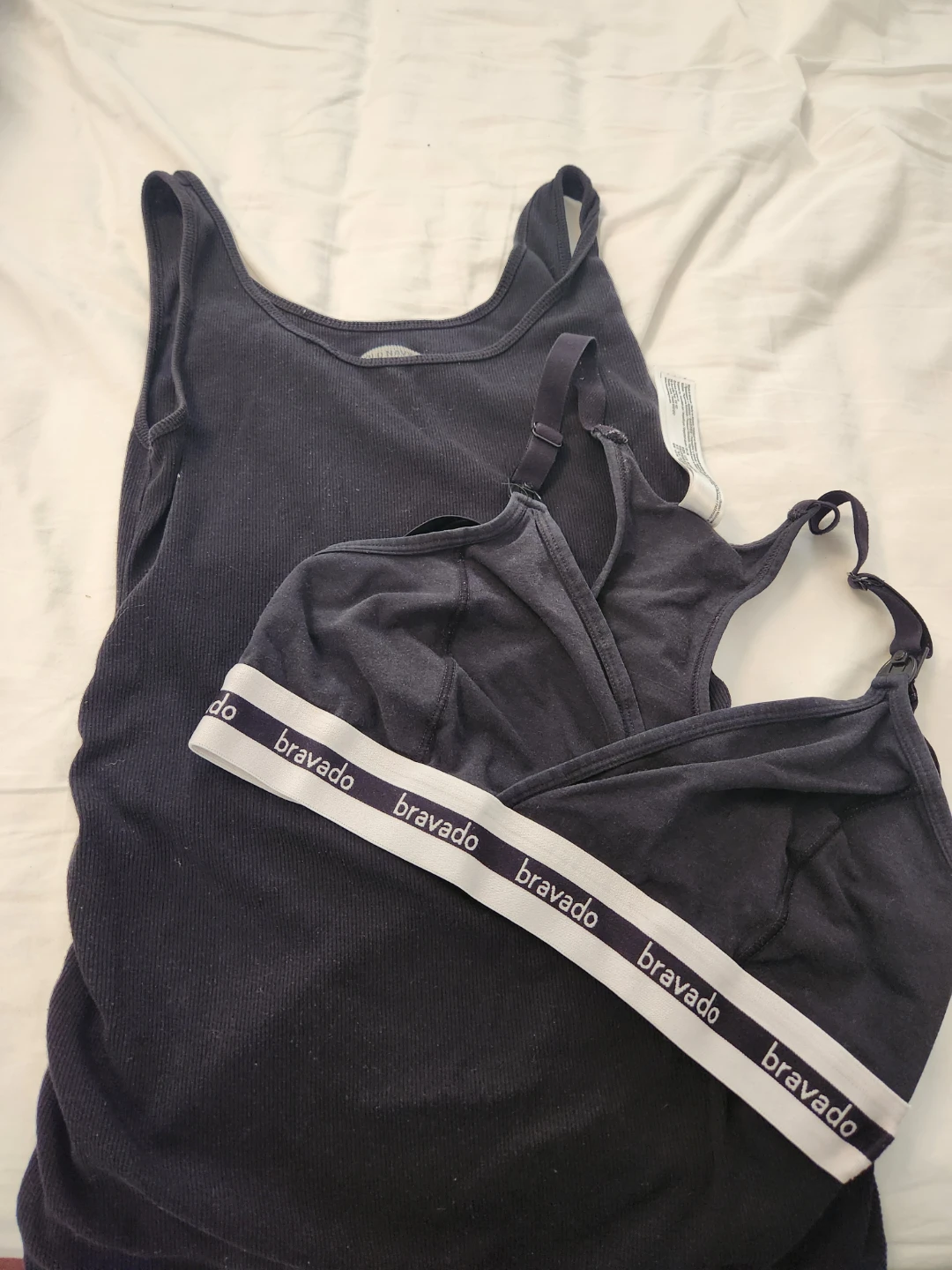 Maternity tank top and nursing bra
