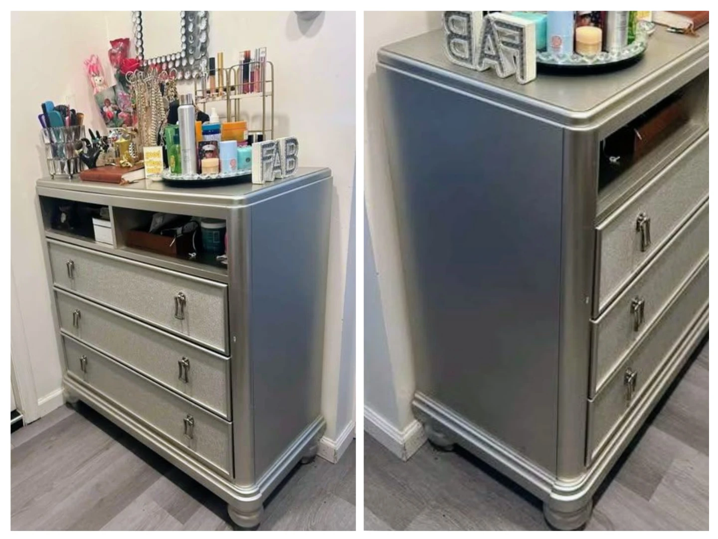 Silver Bedroom Set - Bed, Dressers, Mirror - photo 3