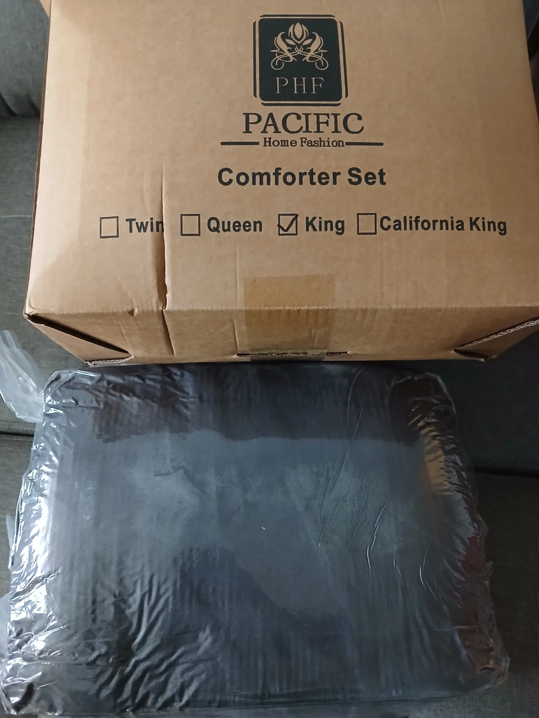 PHF Warm Sherpa Fleece King Comforter Set - Dark Grey - photo 3