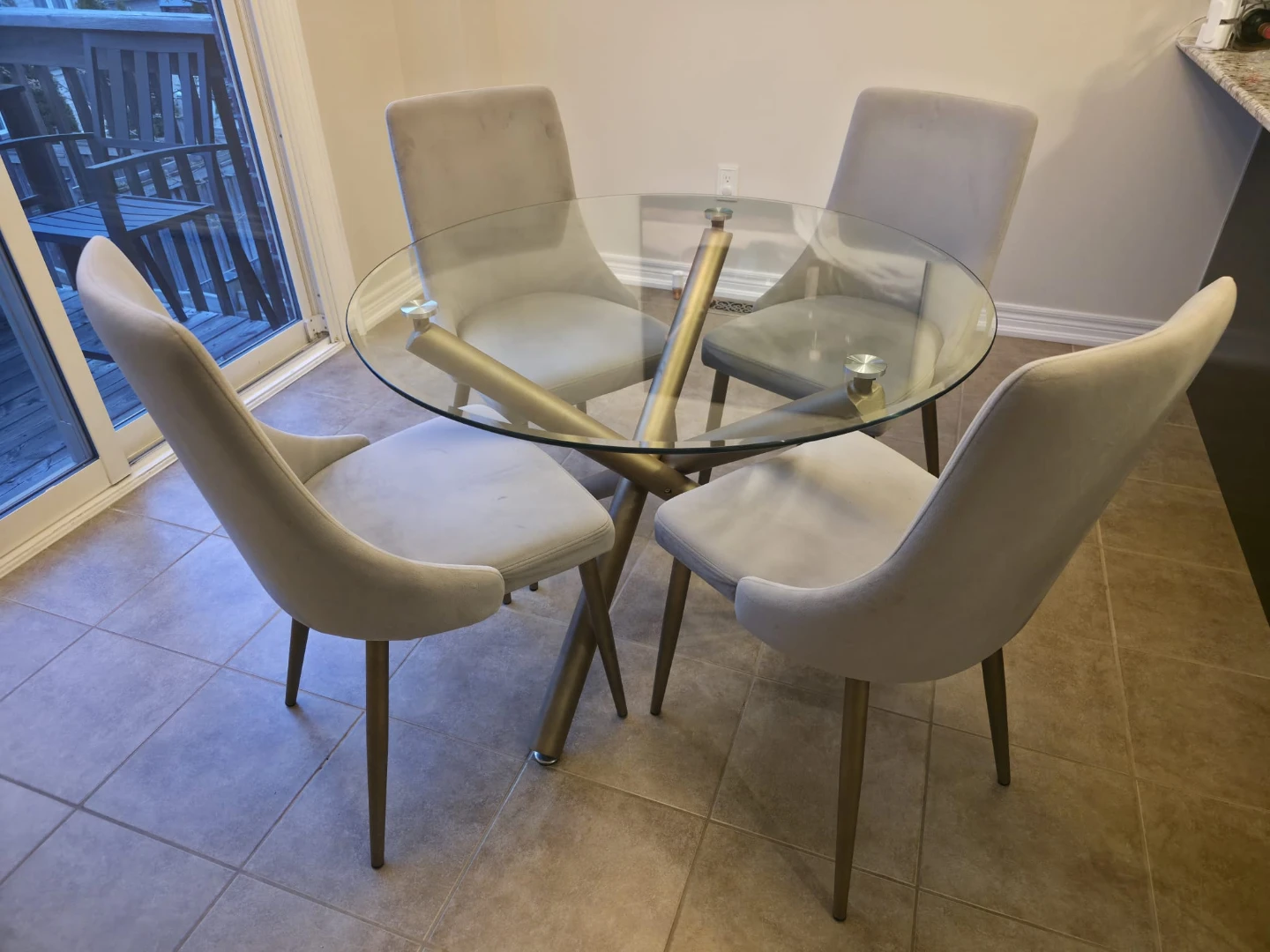 Glass Dining Table and 4 Chairs Set