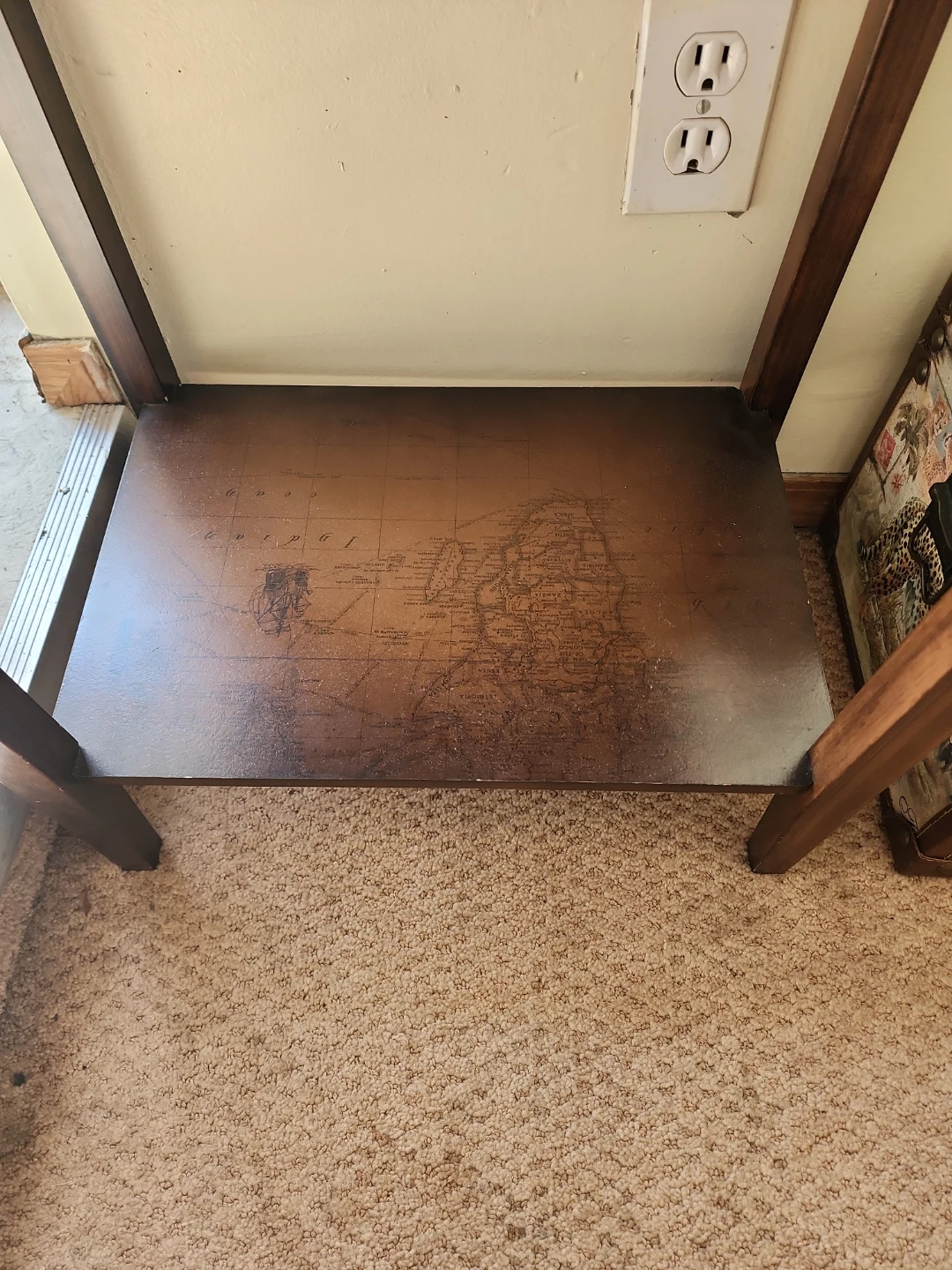 Vintage Map Accent Table with Drawer - photo 3