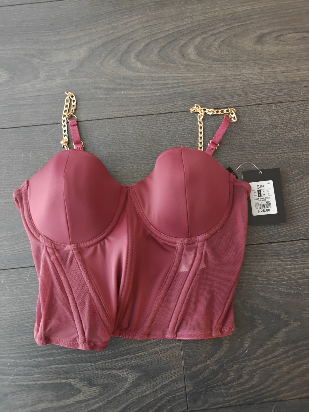 Maroon Chain Strap Corset Top