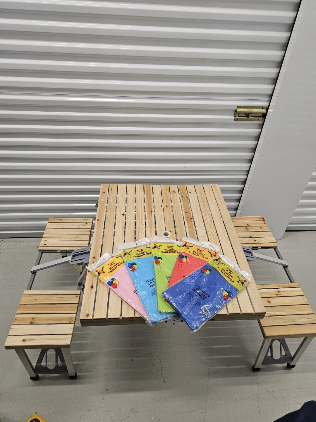 Portable Wooden Picnic Table with Benches