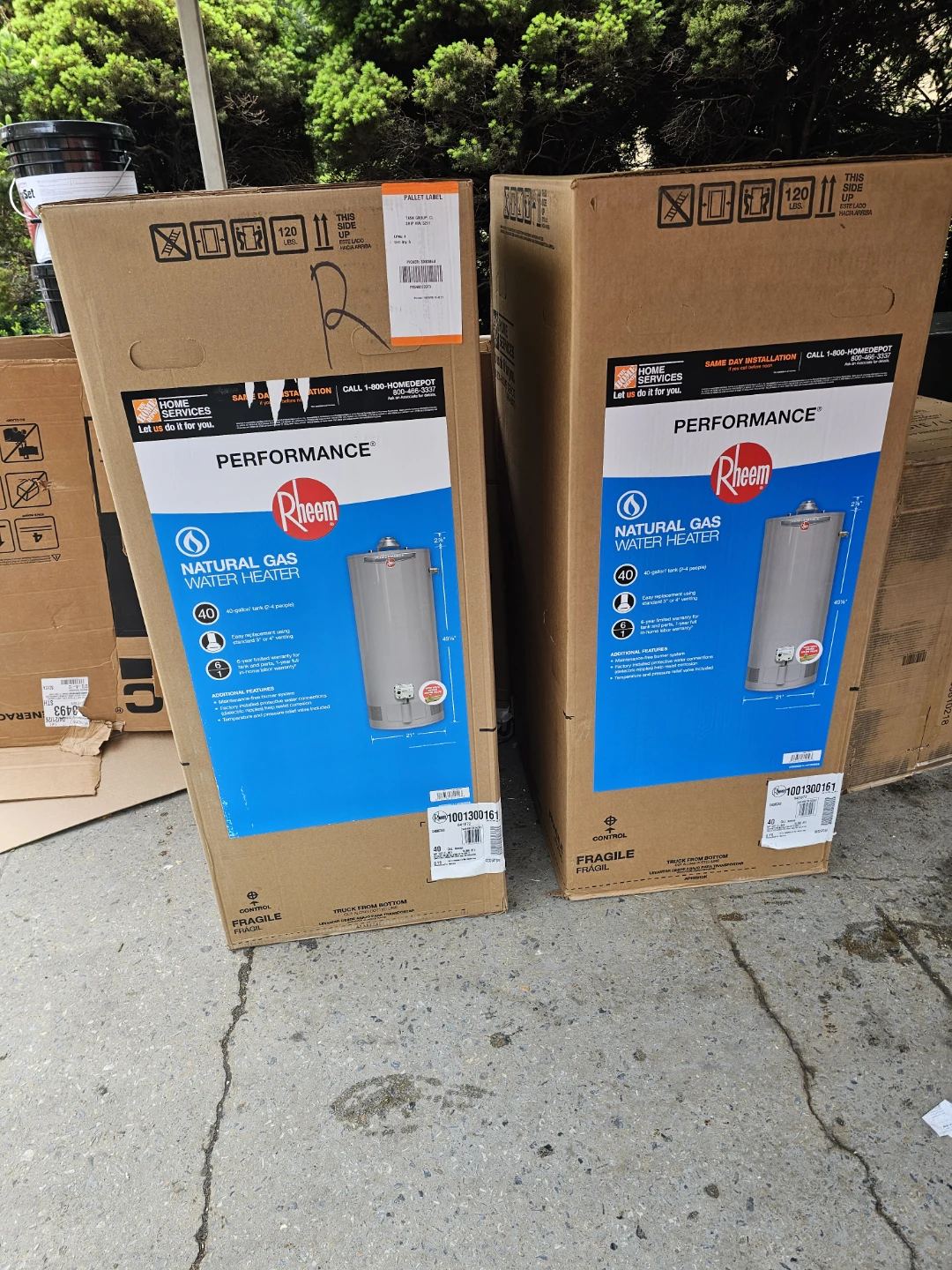 New Rheem 40 gallon Water heater gas