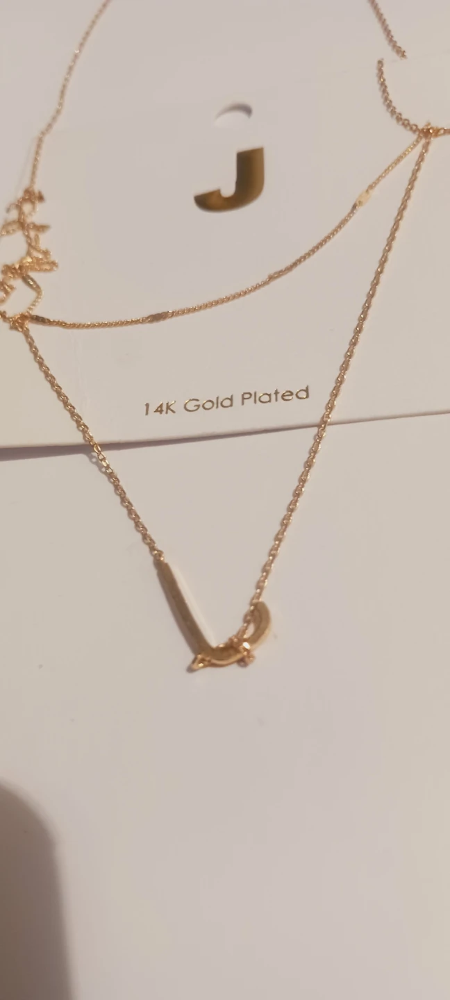 NEW !! 14K Gold Plated J PENDANT Layered Necklace - photo 4