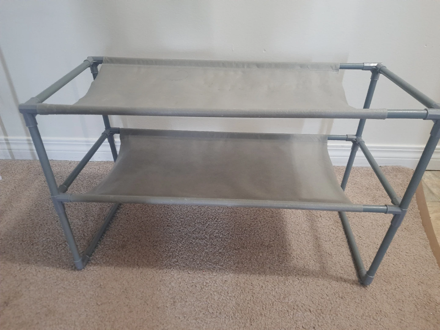 3-Tier Wire Shoe Rack & 2-Tier Fabric Shelf Set - photo 3
