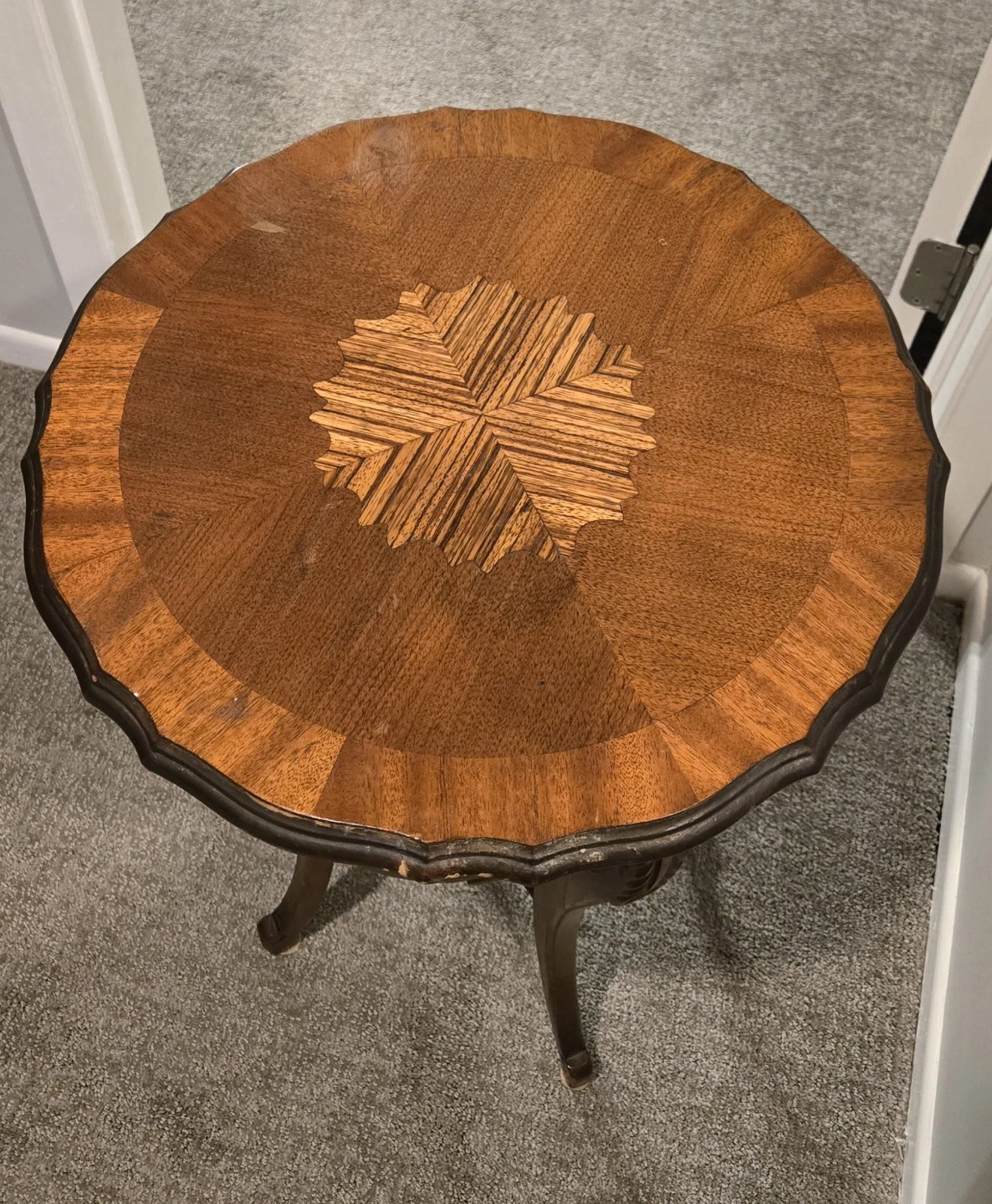 Vintage Wood Accent Side Table with Inlay Top - photo 2