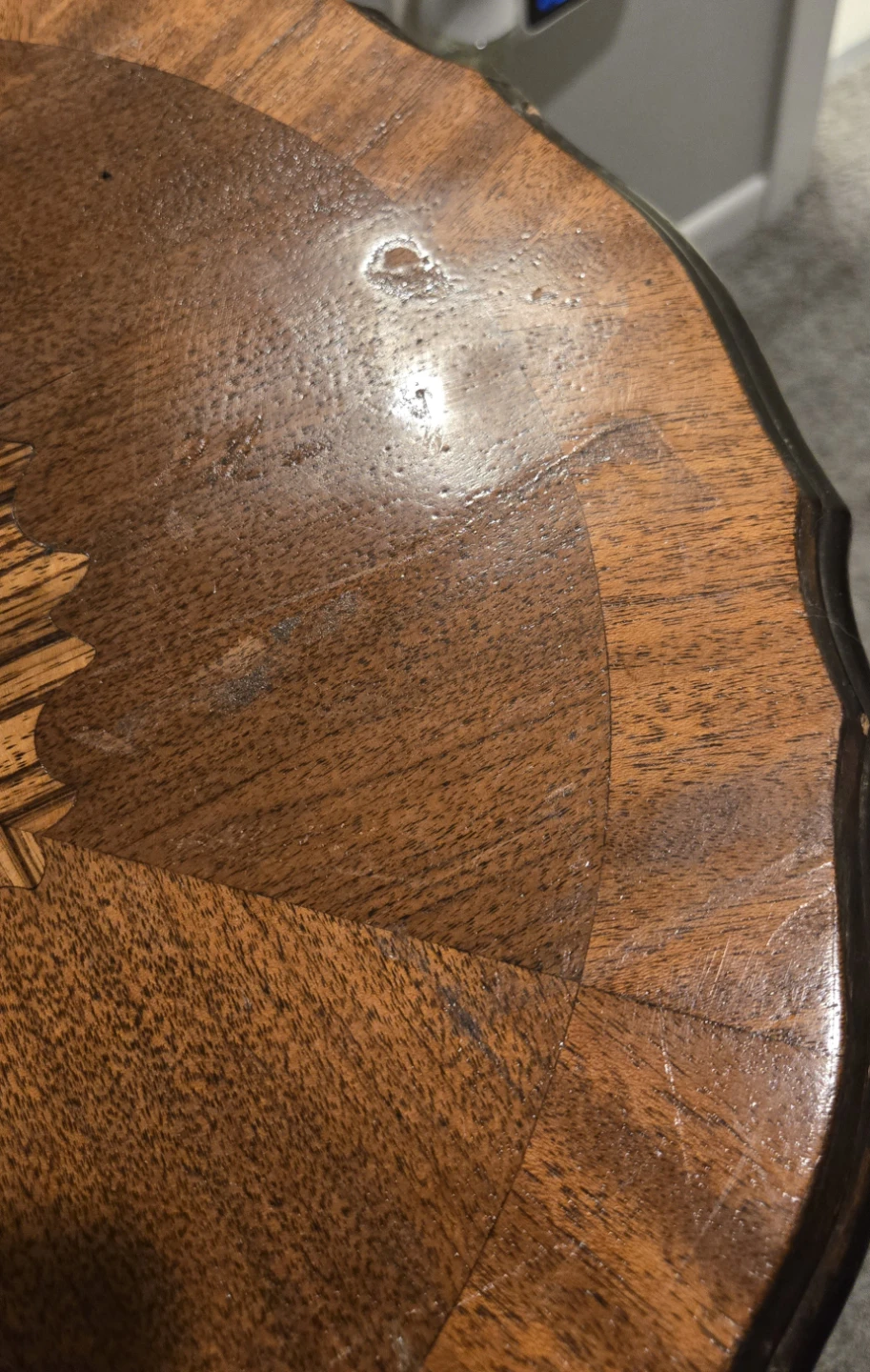 Vintage Wood Accent Side Table with Inlay Top - photo 4