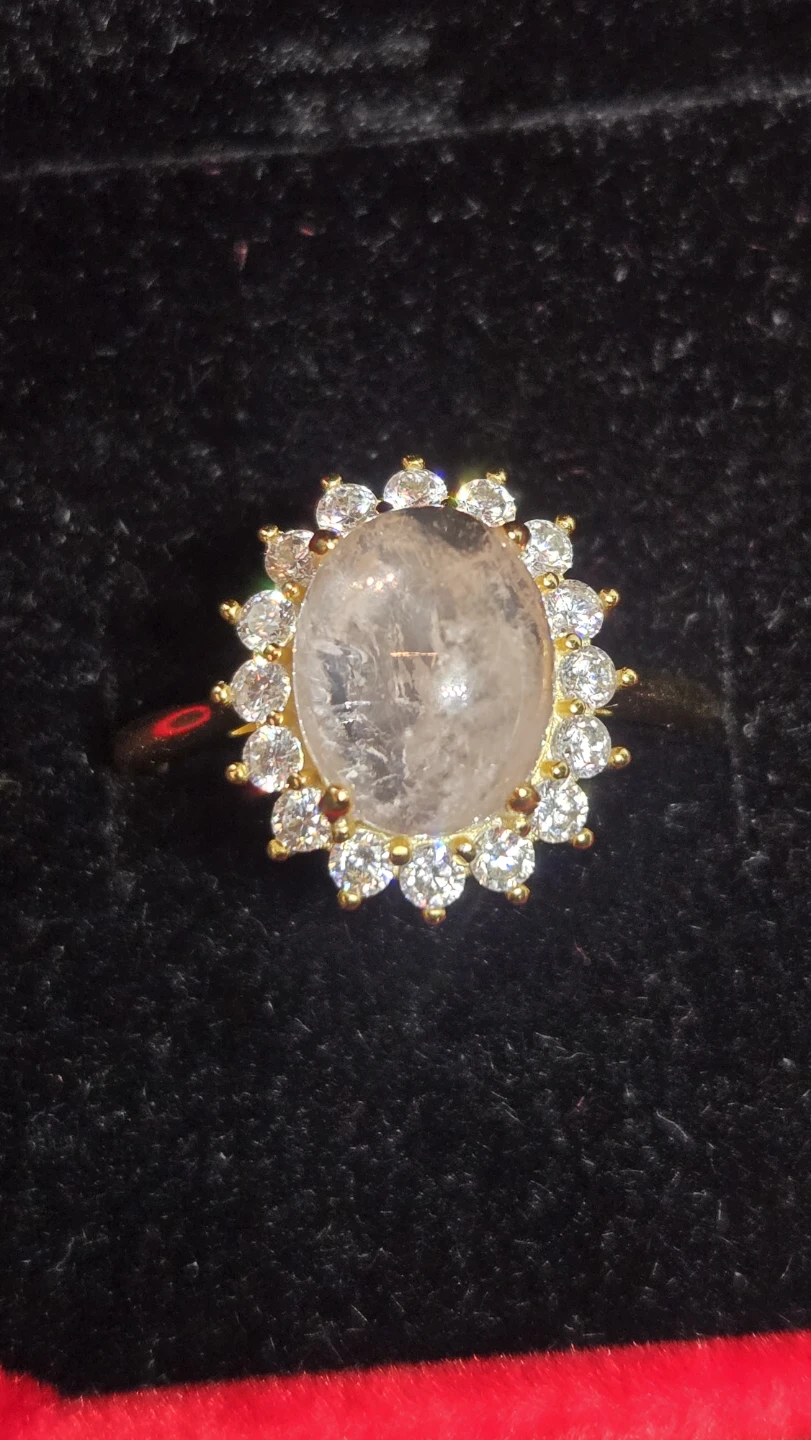Natural Pink Morganite and CZ ring